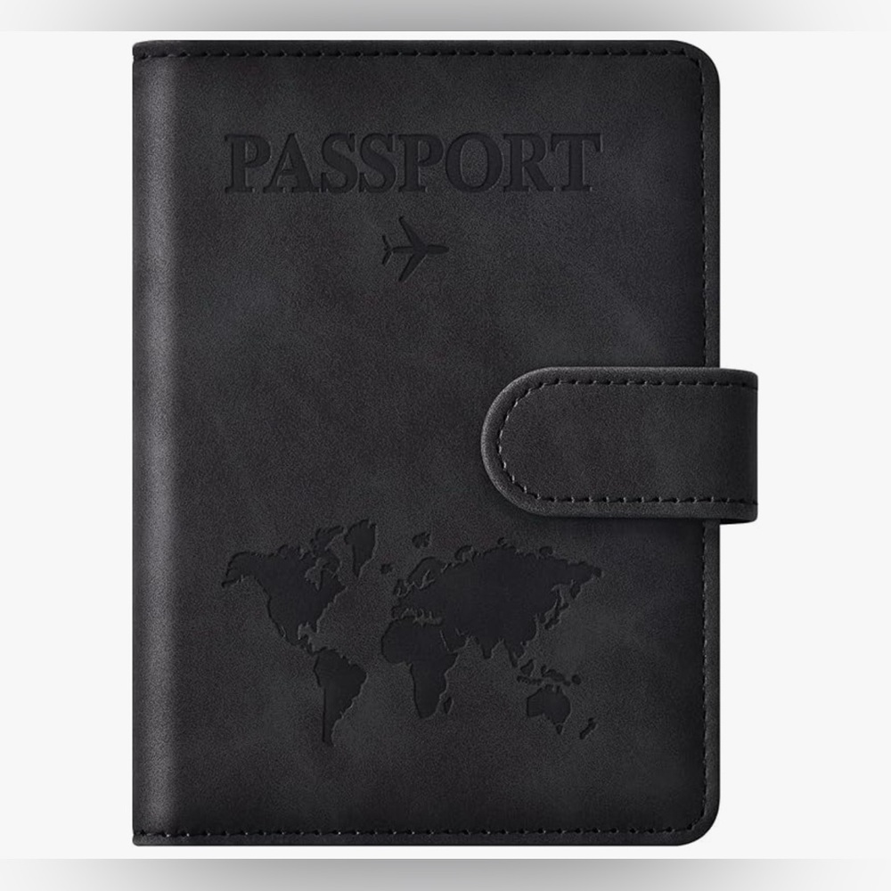 Black Leather Passport Holder